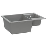 Vidaxl Sink Double Bins z przepełnieniem granitowym szarym