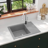 Vidaxl sink with overflow hole oval granite gray