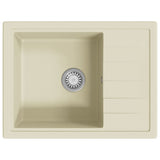 Vidaxl Sink med overløbshul oval granit beige