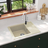 Vidaxl sink with overflow hole oval granite beige