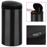 Vidaxl Trash Can con un sensor automático de 50 l de acero al carbono negro