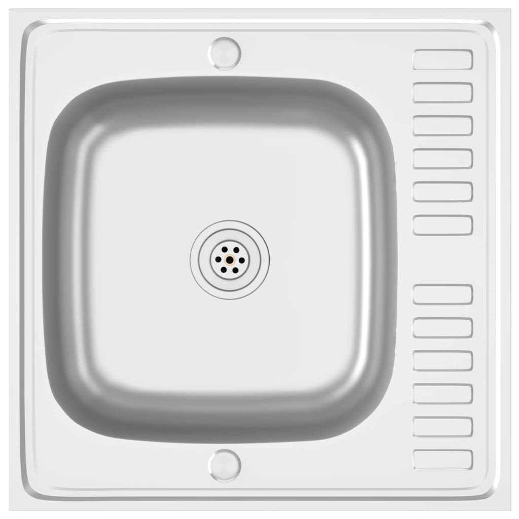 Vidaxl sink with drain set 600x600x155 mm stainless steel silver