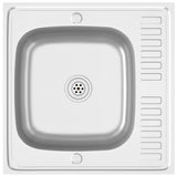 Vidaxl sink with drain set 600x600x155 mm stainless steel silver