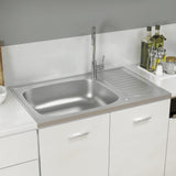 Vidaxl Sink s odtokovou sadou 800x500x155 mm Silver z nerezové oceli