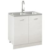 Vidaxl sink double bins 800x500x155 mm stainless steel silver