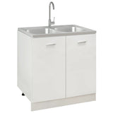 Vidaxl sink with double container 800x600x155 mm stainless steel silver