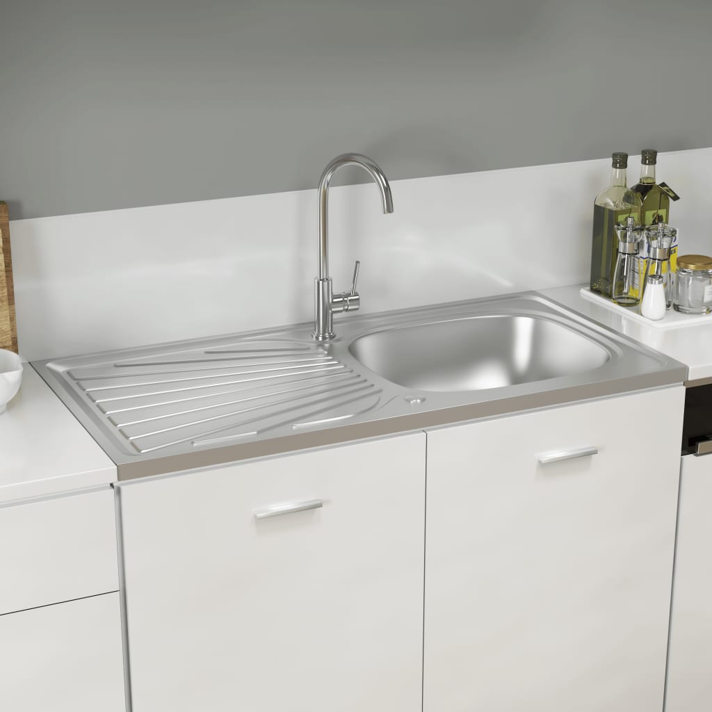 Vidaxl Sink med drænet sæt 1000x500x155 mm rustfrit stål sølv