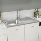 Vidaxl sink with drain set 1000x500x155 mm stainless steel silver