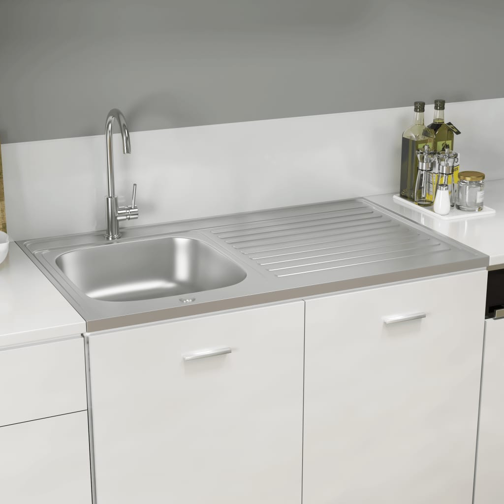 Vidaxl Sink med drænet sæt 1000x600x155 mm rustfrit stål sølv