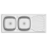 Vidaxl sink double box 1200x600x155 mm stainless steel silver