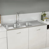 Vidaxl Sink Double Box 1200x600x155 mm rustfritt stål sølv