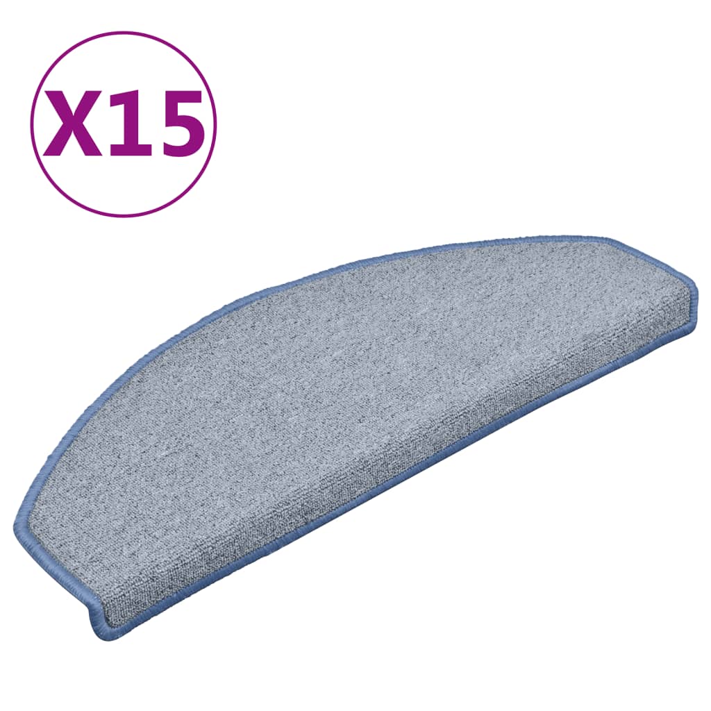 Esteras de escalera de Vidaxl 15 st 65x24x4 cm gris claro y azul