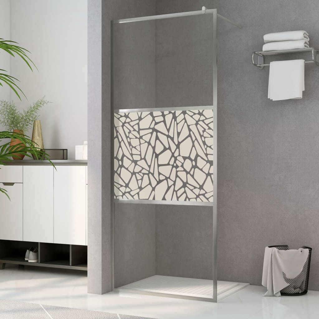 Vidaxl Walk-in shower wall with a stone pattern 100x195 cm ESG glass