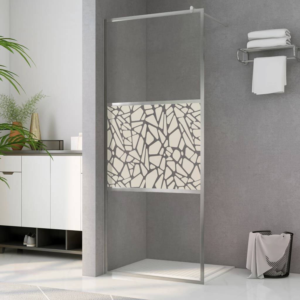 Vidaxl walk-in dusjvegg med steinmotiv 115x195 cm esg glass