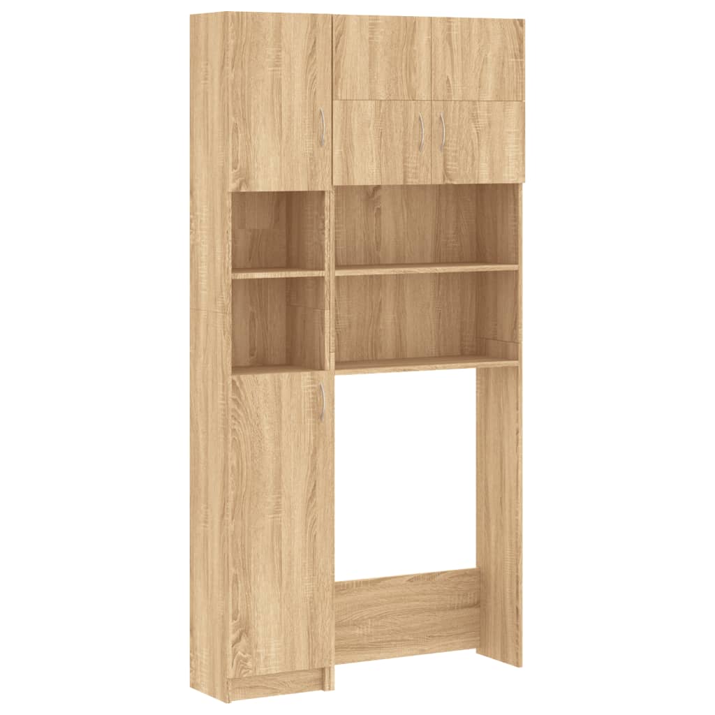 Vidaxl wäschen Maschinn Cupboard Set verschafft Holz Sonoma Oak -Colored