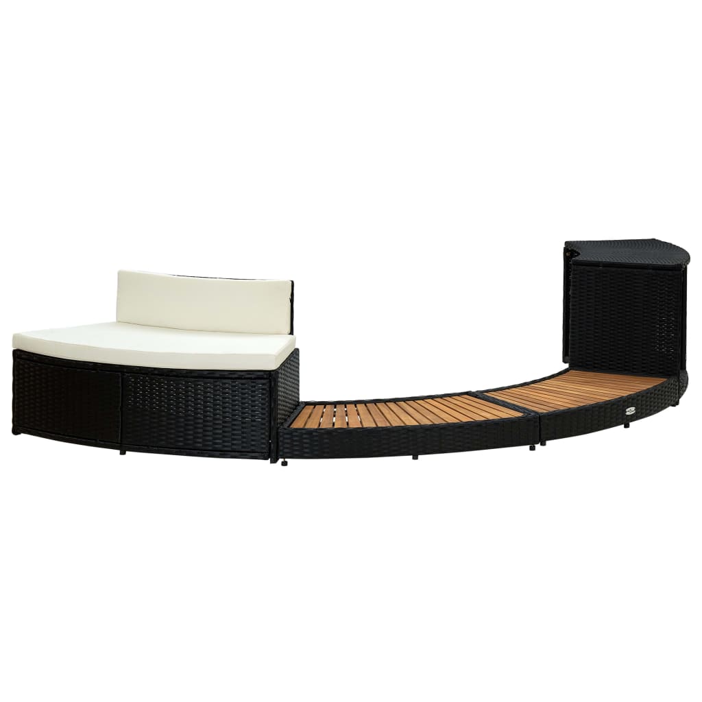 Vidaxl Spa-Ombouw Poly Rattan et Acaciahout Black