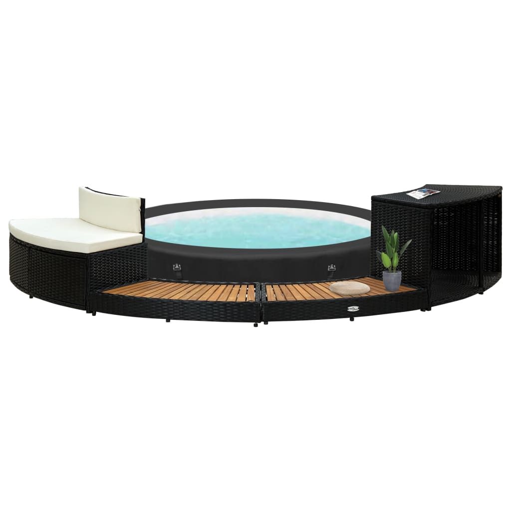 Vidaxl Spa-Ombouw Poly Rattan og Acaciahout Black