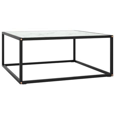 Vidaxl salontafel met wit marmerglas 80x80x35 cm zwart