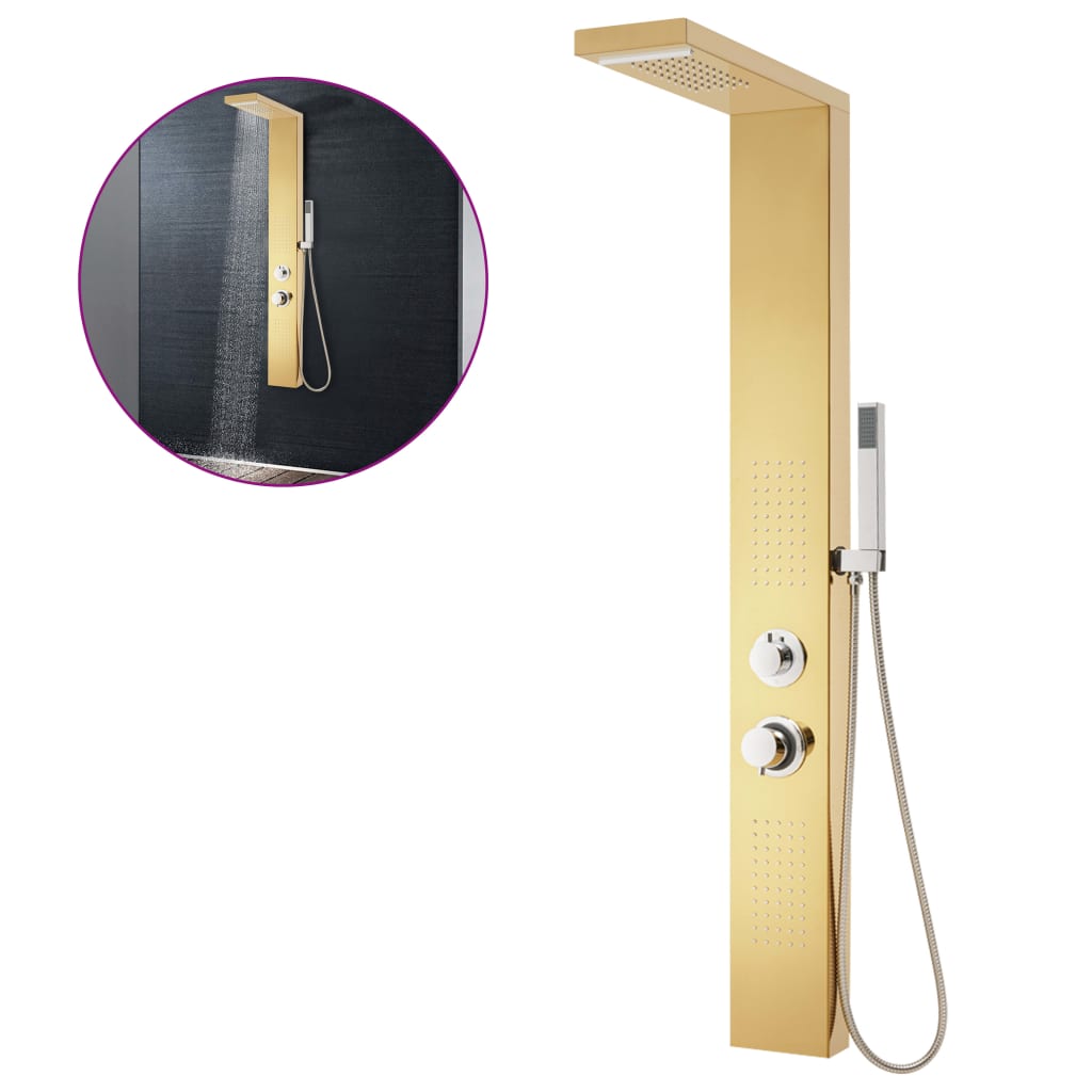 VidaXL shower panel system Stain -free steel 201 gold colored