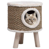 Vidaxl kattenhuis z drewnianymi nogami 41 cm trawy morskiej