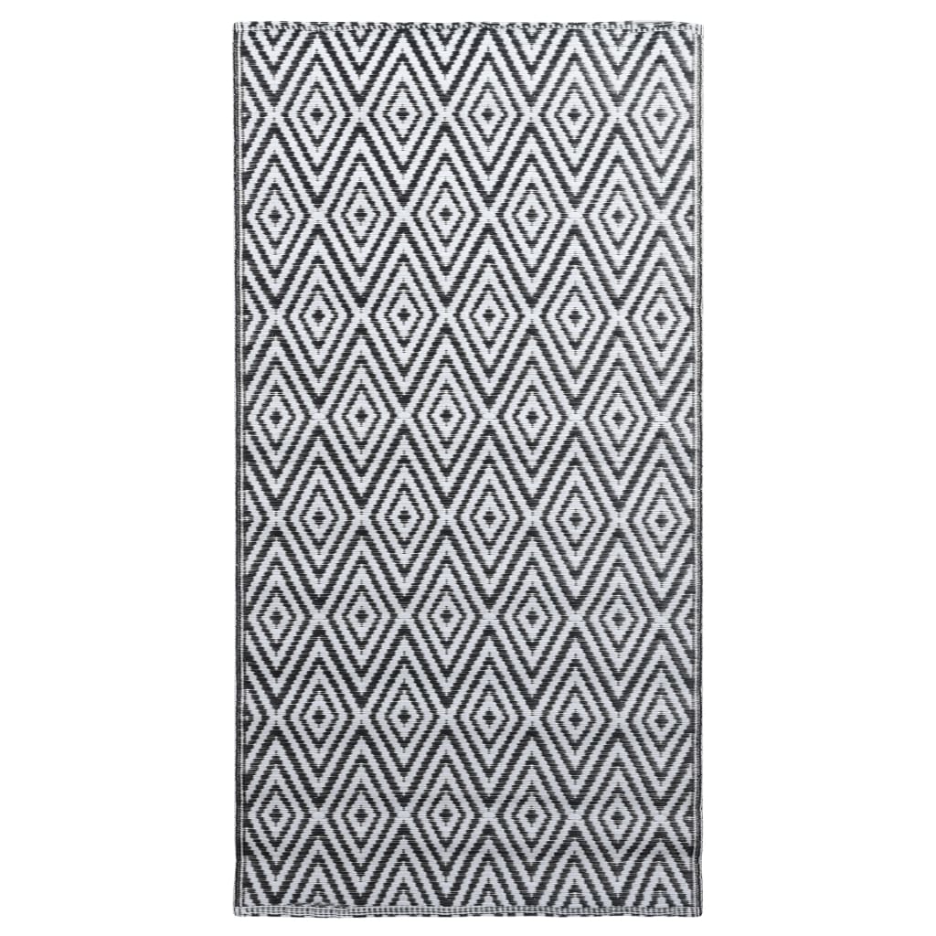 VidaXL outside rug 120x180 cm pp white and black