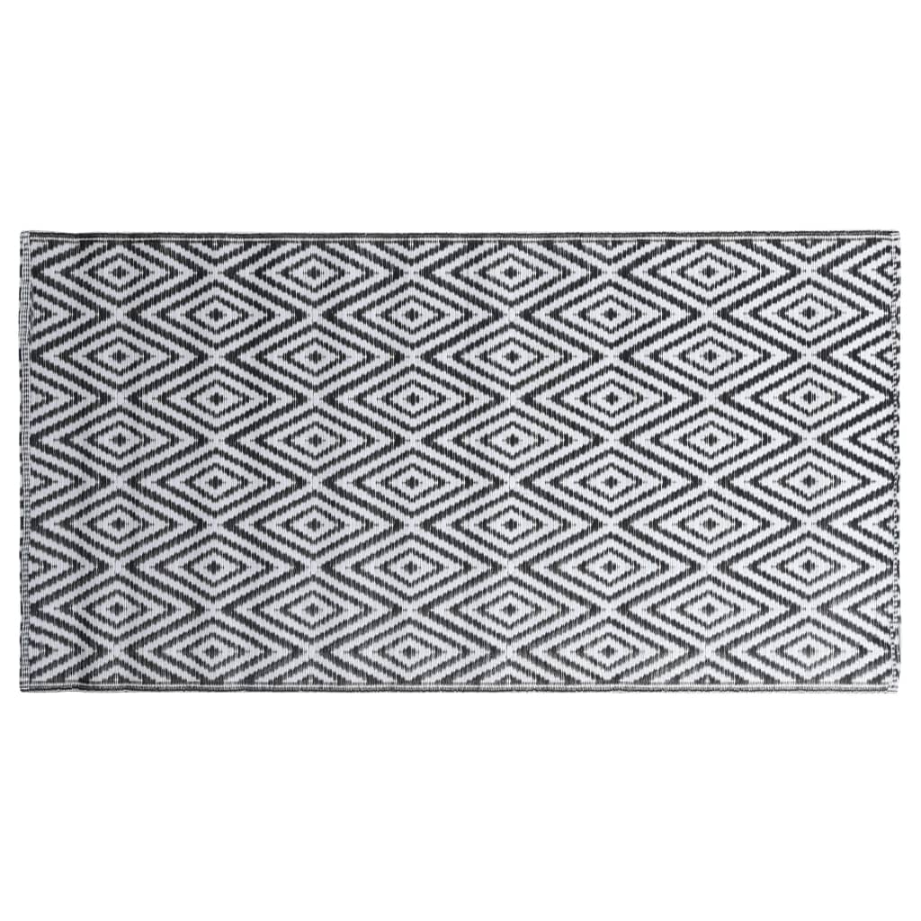 VidaXL outside rug 120x180 cm pp white and black