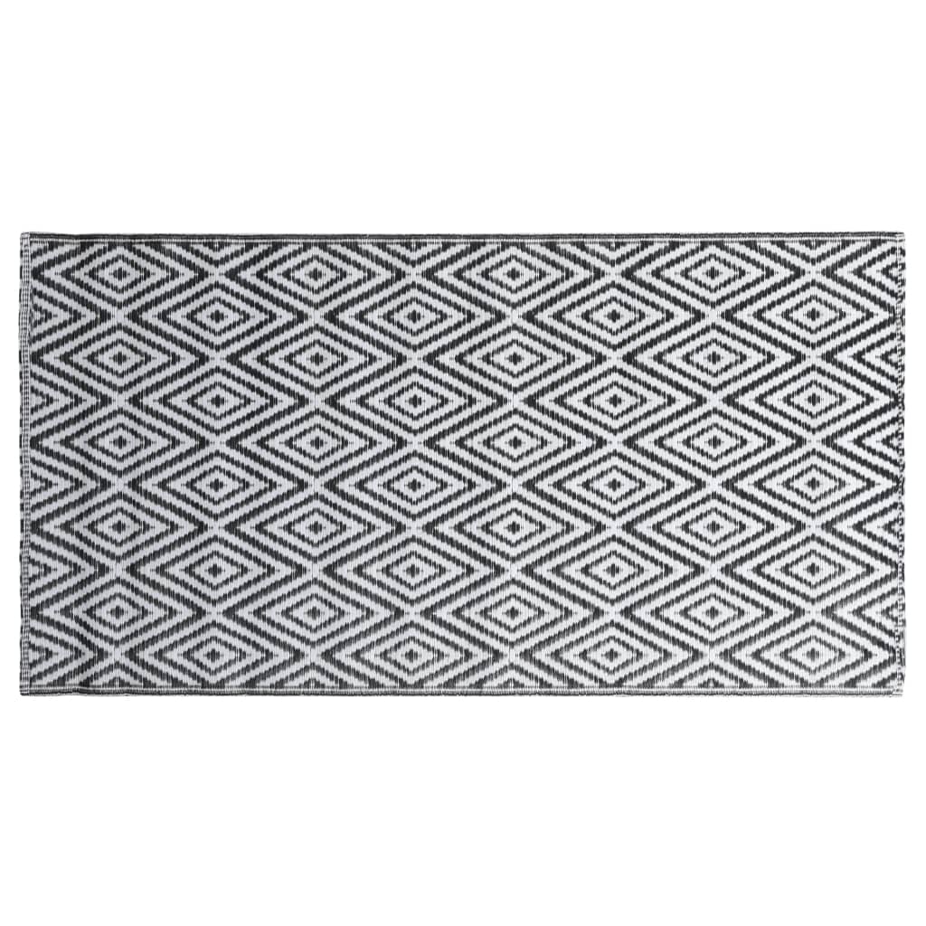 Vidaxl à l'extérieur du tapis 190x290 cm pp blanc et noir