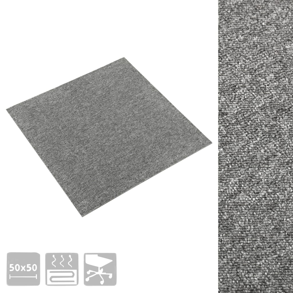 Baldosas de alfombra Vidaxl 20 st 5 m² 50x50 cm gris