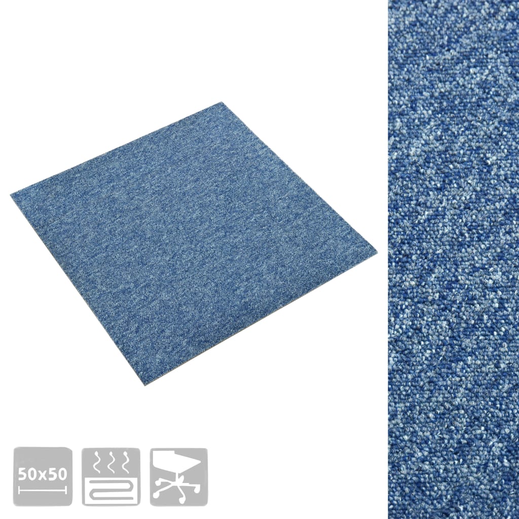 Baldosas de alfombra Vidaxl 20 st 5 m² 50x50 cm azul