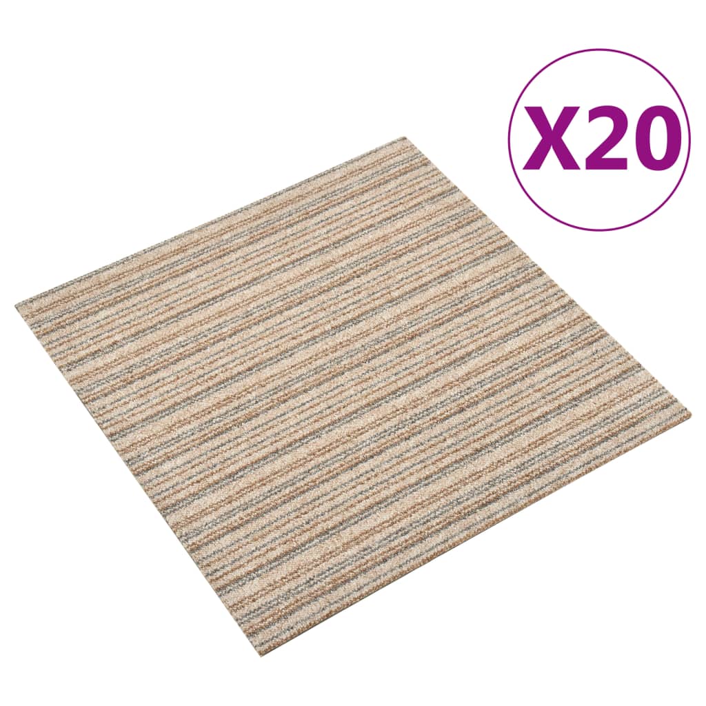 Piastrelle di moquette Vidaxl 20 st 5 m² 50x50 cm beige a strisce