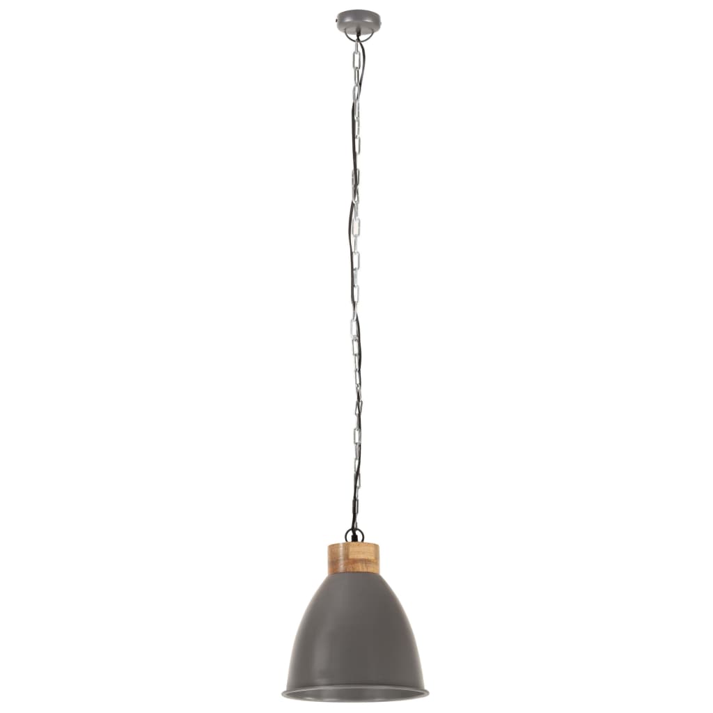 Vidaxl Hanging Lamp Industrial E27 35 cm Železo a pevné dřevo šedá