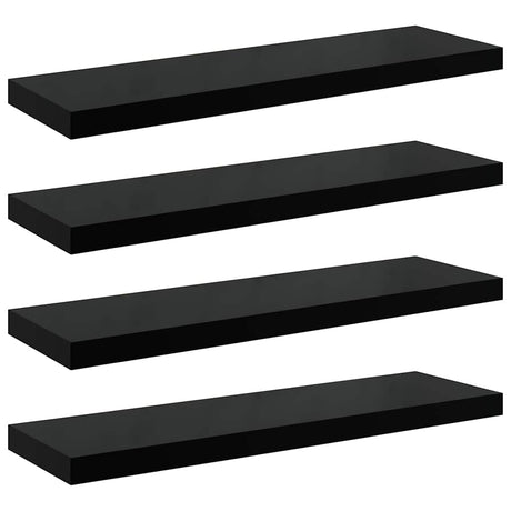 Vidaxl wandschappen zwevend 4 st 80x23,5x3,8 cm mdf hoogglans zwart