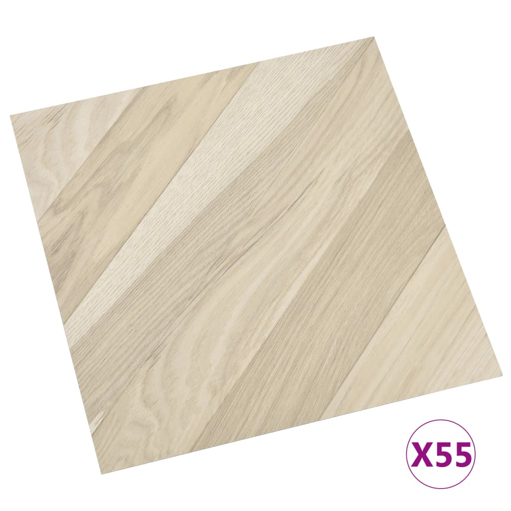 Vidaxl golvbrädor självhäftande 55 ST 5,11 m² PVC randig beige