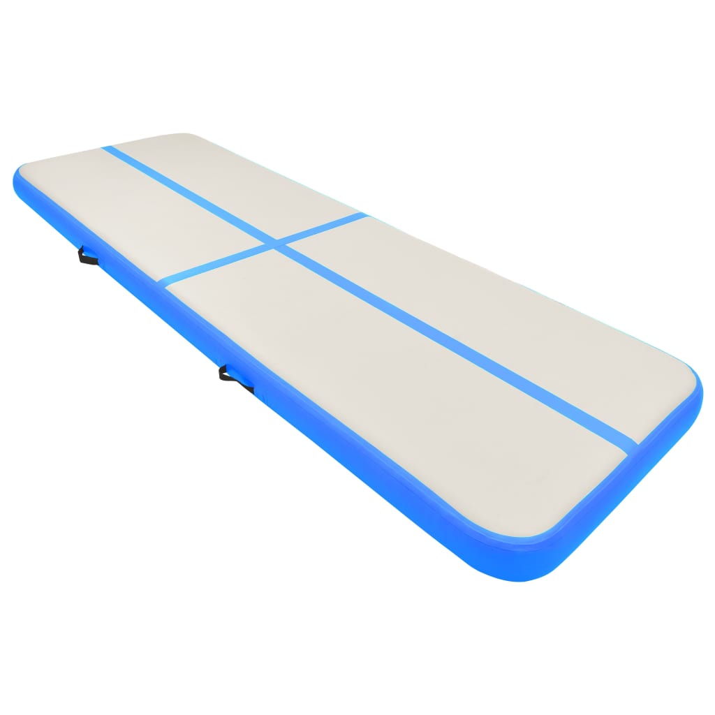 Mat de gymnastique Vidaxl avec pompe gonflable 300x100x15 cm en PVC bleu