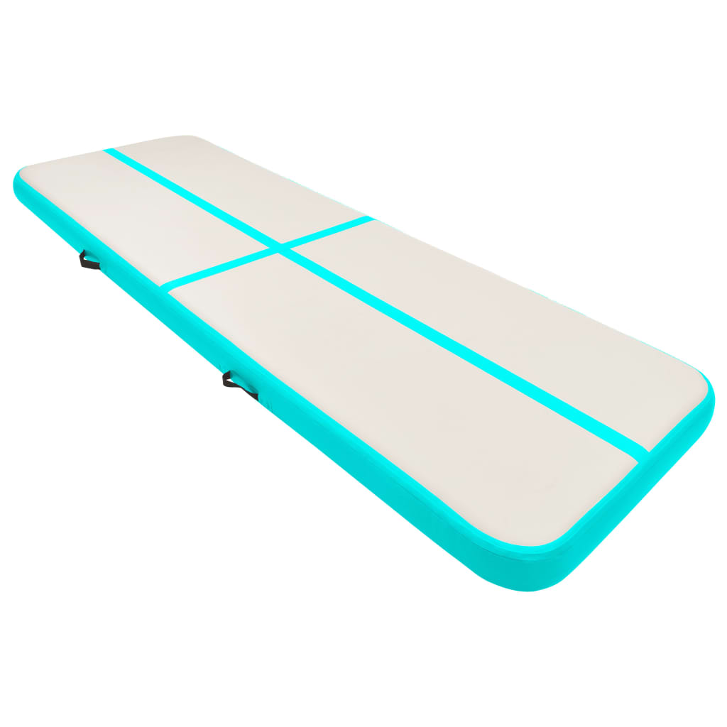 Vidaxl Gymnastics Mat med pump Uppblåsbar 500x100x15 cm PVC Green