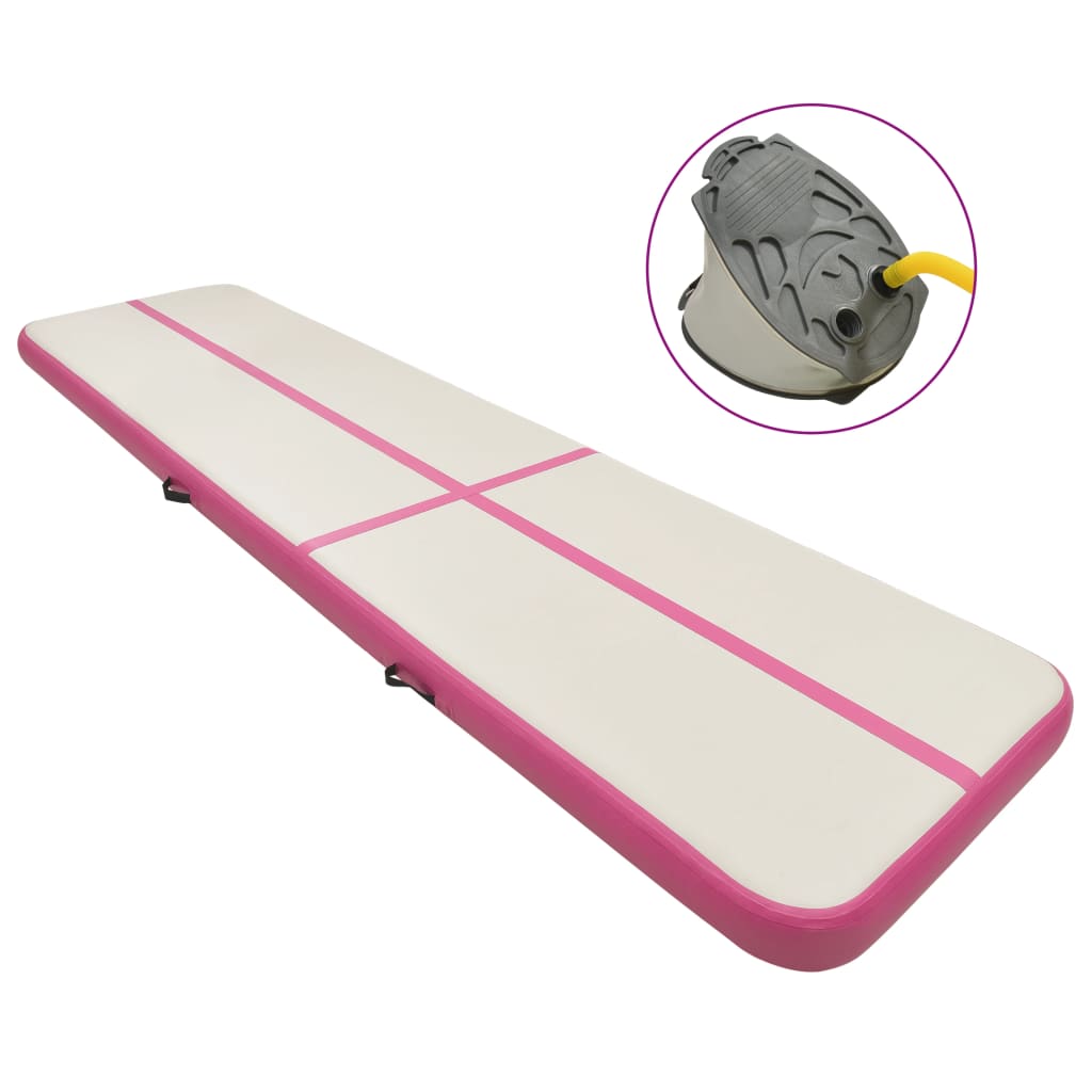 BIDAXL Gymnastics Mat med pump Uppblåsbar 700x100x15 cm PVC Pink