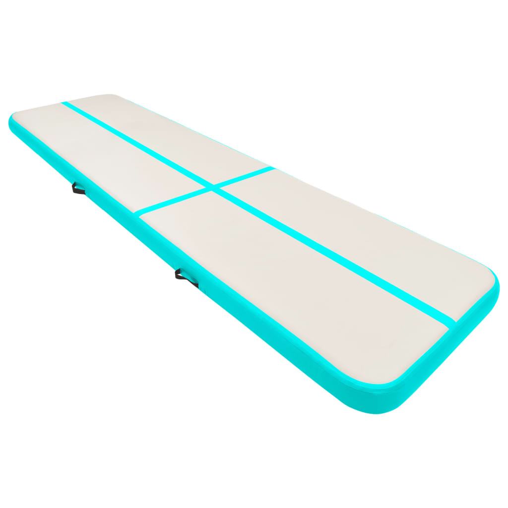 Vidaxl Gymnastics Mat med pump Uppblåsbar 800x100x15 cm PVC Green