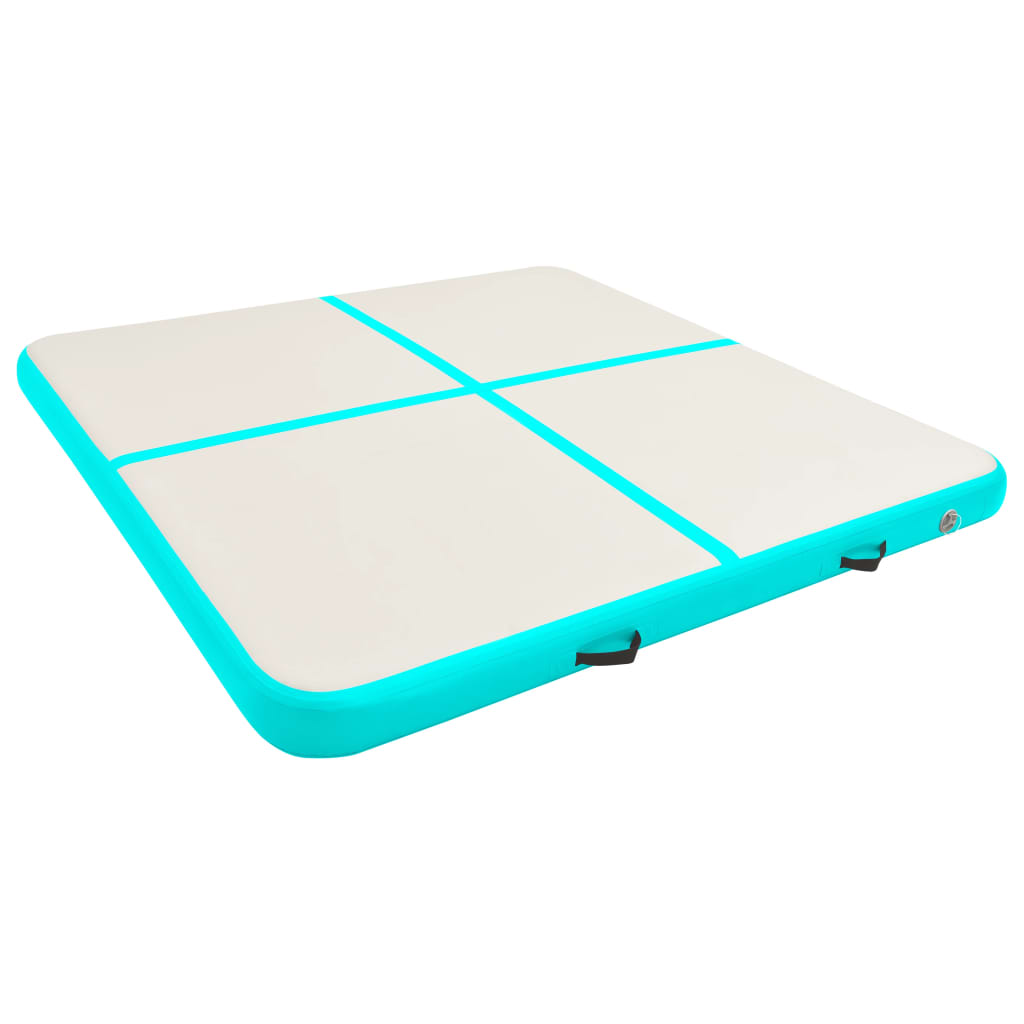 Mat de gymnastique Vidaxl avec pompe gonflable 200x200x10 cm en PVC vert