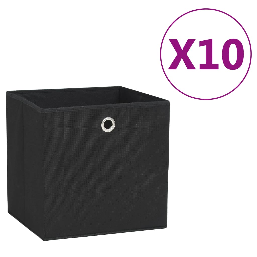 VIDAXL -Speicherboxen 10 PCs 28x28x28 cm Nicht -verwobenes Stoff schwarz