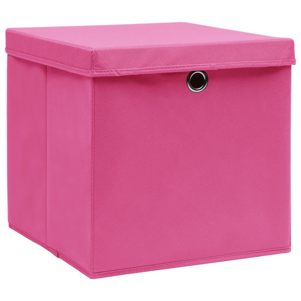 Vidaxl Storage boxes with lid 4 pcs 28x28x28 cm pink