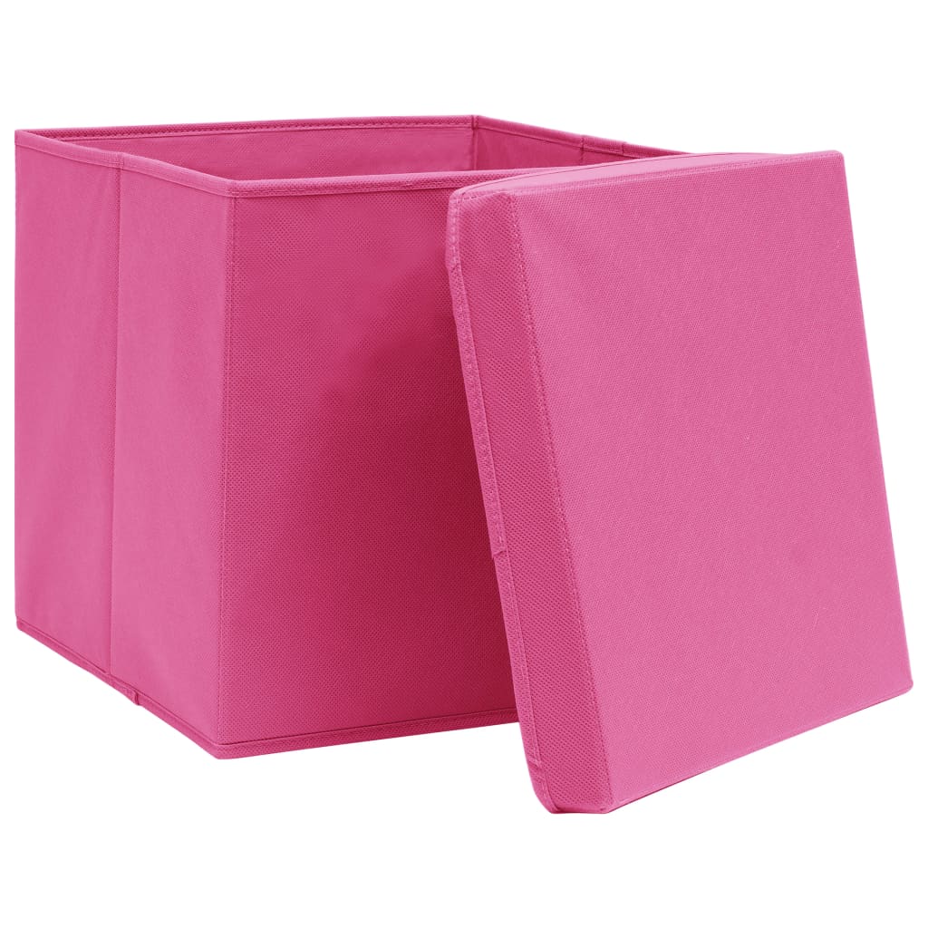 Vidaxl Storage boxes with lid 4 pcs 28x28x28 cm pink