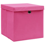 Scatole di archiviazione Vidaxl con coperchio 10 ST 28x28x28 cm rosa