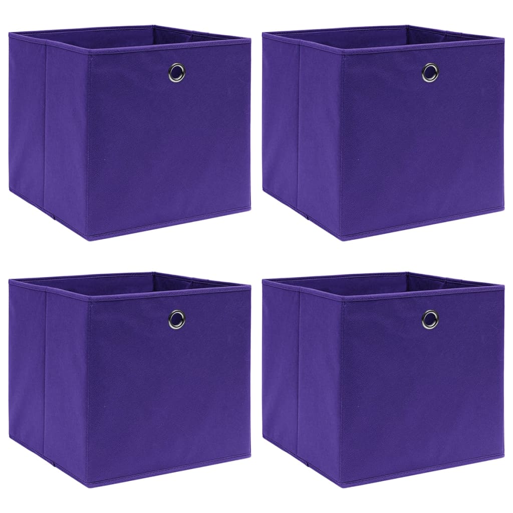 Úložné boxy Vidaxl 4 ks 28x28x28 cm Netkaná látka fialová