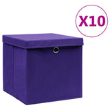 Vidaxl storage boxes with lid 10 st 28x28x28 cm purple