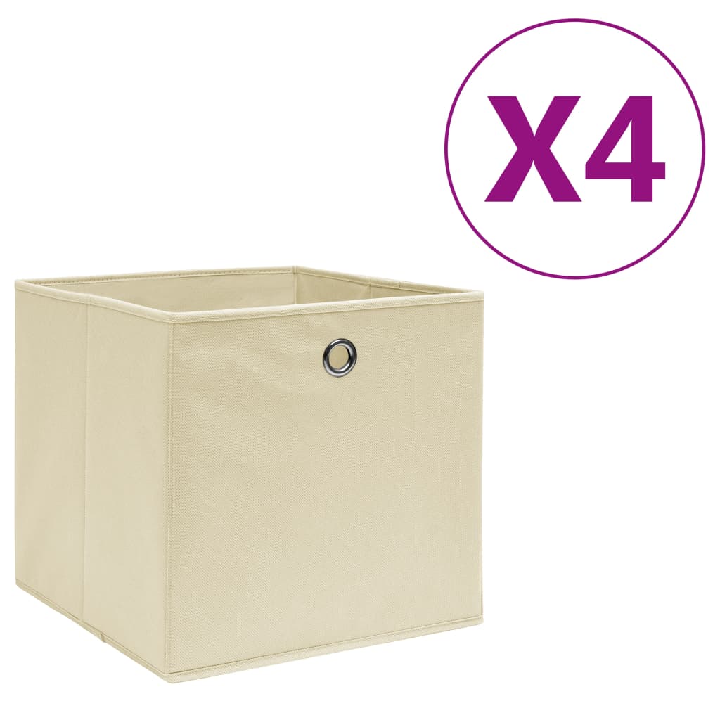 VIDAXL -Speicherboxen 4 PCs 28x28x28 cm Nicht -verwobener Stoffcreme -Colored