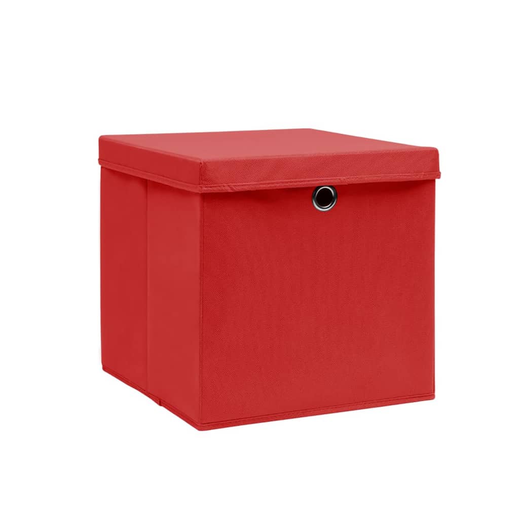 Vidaxl storage boxes with lid 10 pcs 28x28x28 cm red