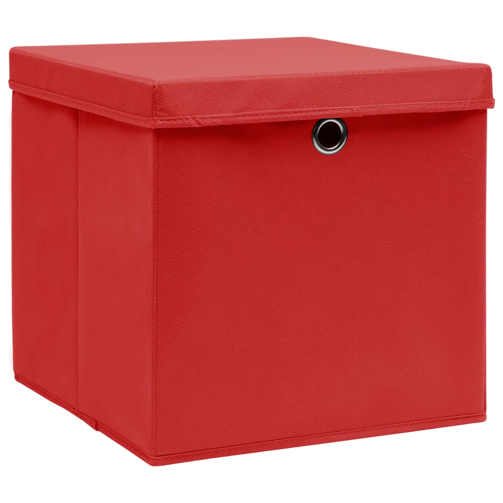 Vidaxl storage boxes with lid 10 pcs 28x28x28 cm red