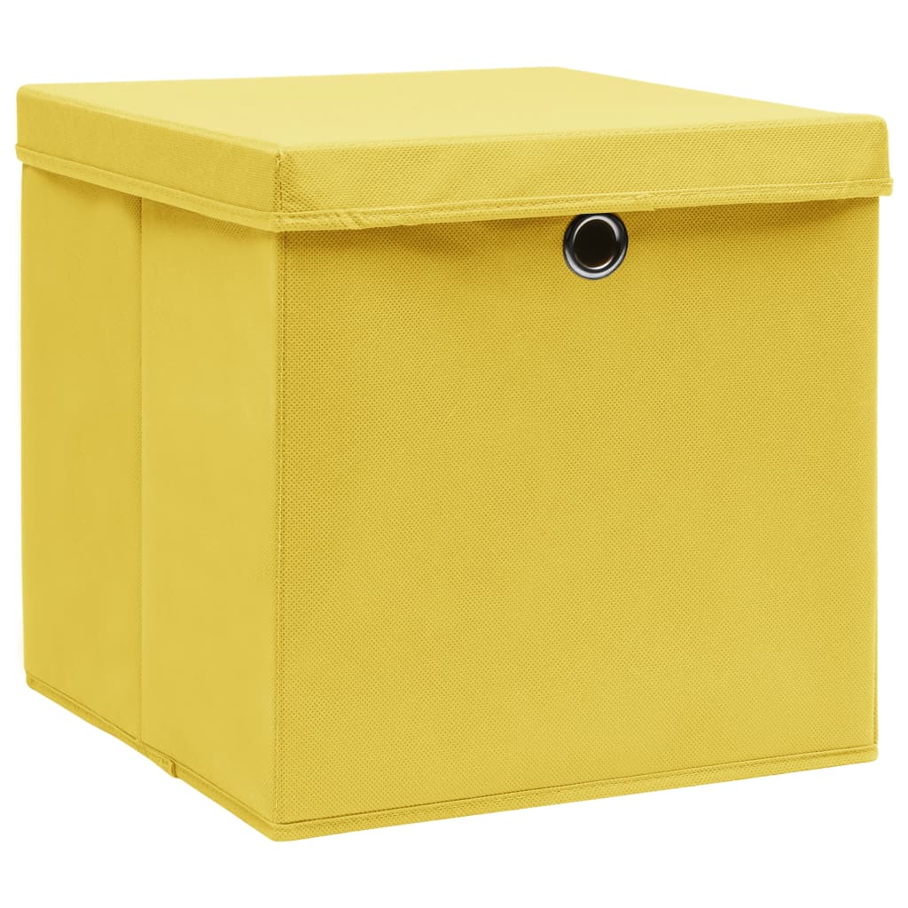 Vidaxl storage boxes with lid 4 pcs 28x28x28 cm yellow