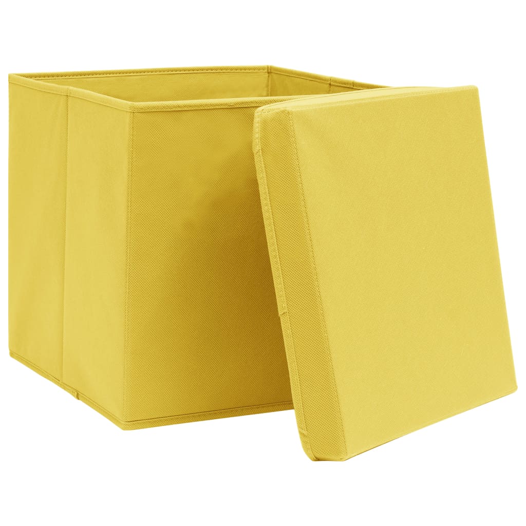 Vidaxl storage boxes with lid 4 pcs 28x28x28 cm yellow