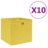 Scatole di archiviazione Vidaxl 10 pezzi 28x28x28 cm tessuto non tessuto giallo